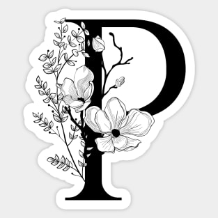 Letter P Monogram - Floral Initial Sticker